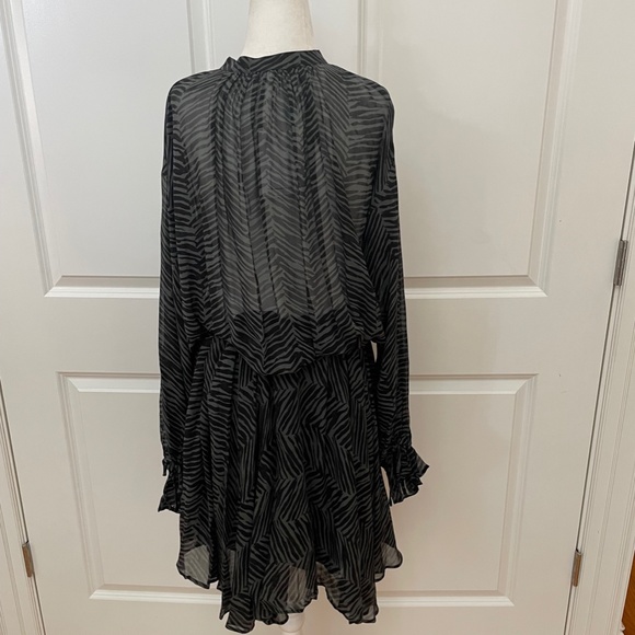 Elliana asymmetric zebra-print silk-georgette mini dress from ANINE BING - Picture 4 of 10